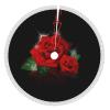 Red Rose Print Plush Christmas Tree Skirt with Tassels, 48 in. view 1