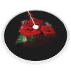Red Rose Print Plush Christmas Tree Skirt with Tassels, 48 in. view 3