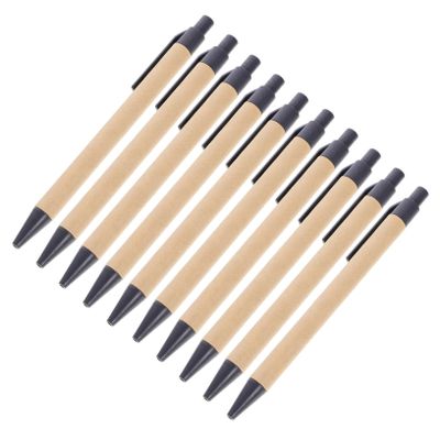 10 Paper Ballpoint Pens with Black Ink for School and Celebrations