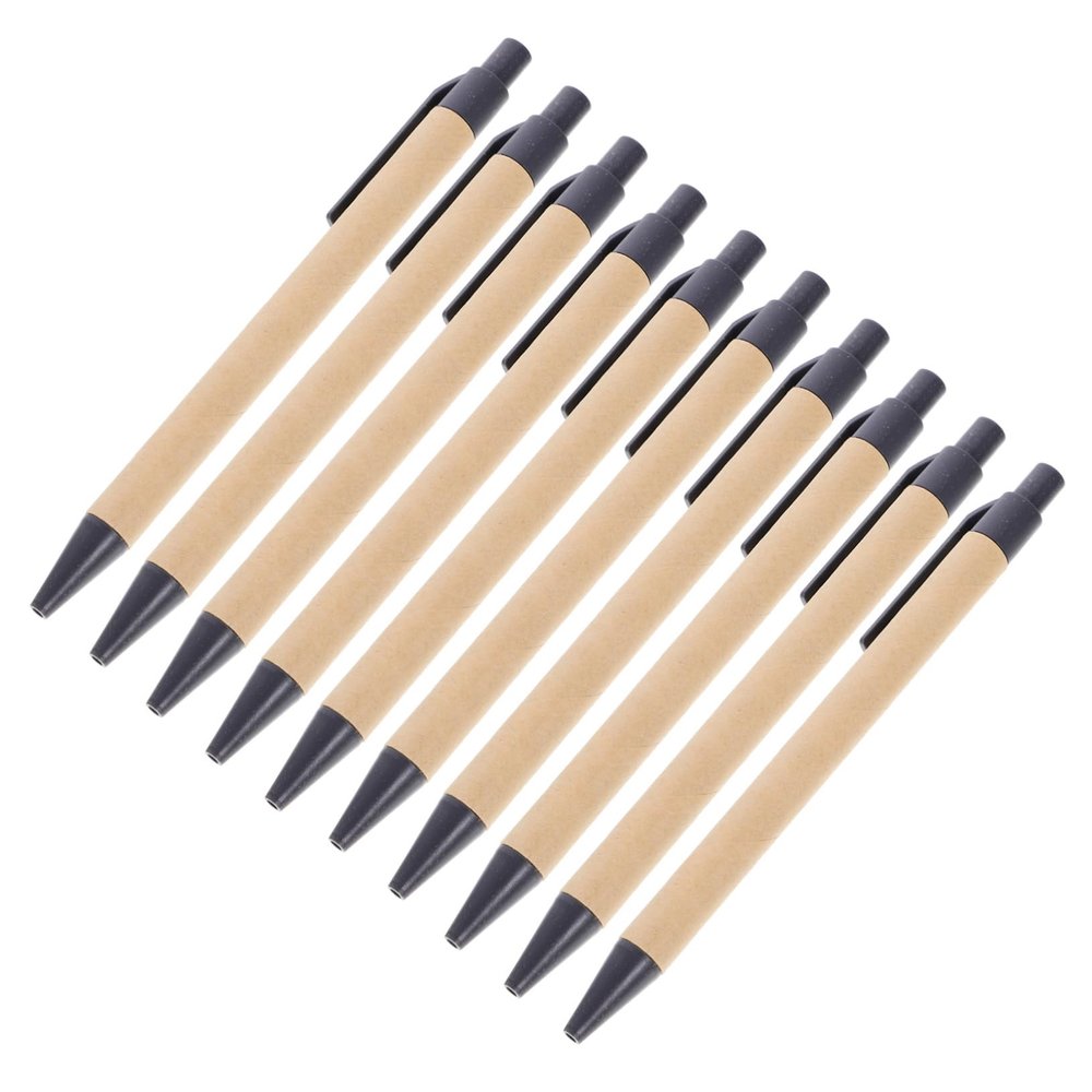 10 Paper Ballpoint Pens with Black Ink for School and Celebrations