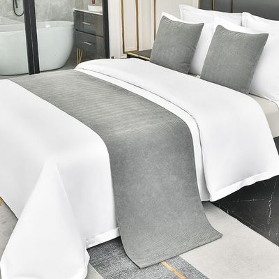 HONAKO Solid-Color Bed Runner, Grey, 50 x 210 cm