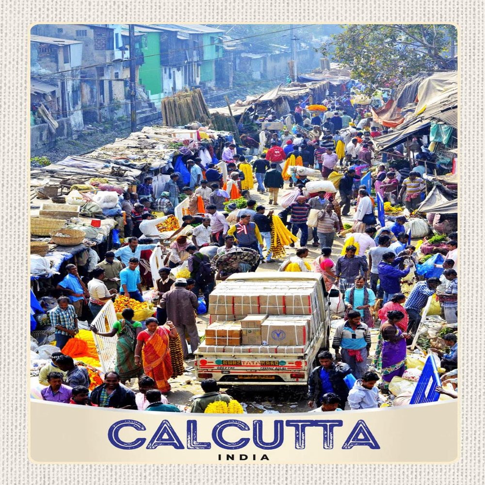 Calcutta India Wooden Sign, 30 x 40 cm