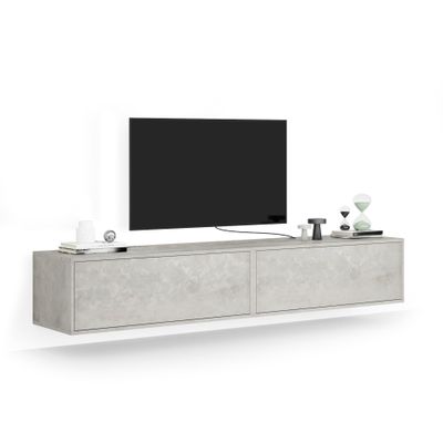 MOBILI FIVER Iacopo 1 Living Room Wall Unit, Concrete Gray, 208 x 42 x 36 cm, Made in Italy