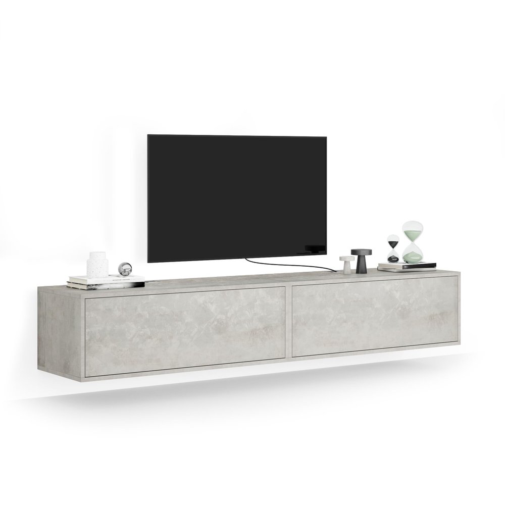 MOBILI FIVER Iacopo 1 Living Room Wall Unit, Concrete Gray, 208 x 42 x 36 cm, Made in Italy