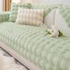 RZYW Cozy Solid-Color Non-Slip Plush Sofa Cover, Rabbit-Plush Couch Cover for 3/2/4/1-Seater Sofas, Washable Adjustable L-Shape Cover, A14, 110 × 240 cm view 1