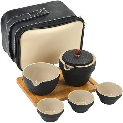 LeGDOr Travel Set, Black Ceramic, Quik Cup and Teapot