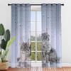 Hiseng 3D Pattern Sheer Voile Curtains with Eyelets, Modern 2-Piece Set, Gray Cat, 80 x 115 cm view 2