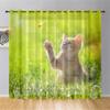 Hiseng 3D Pattern Semi-Transparent Voile Curtains, Modern 2-Piece Set, 140 x 160 cm, Rasenkatze view 1