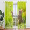 Hiseng 3D Pattern Semi-Transparent Voile Curtains, Modern 2-Piece Set, 140 x 160 cm, Rasenkatze view 2