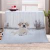 Cozy Blanket 140 x 200 cm, Labrador Snowy Landscape 3D Flannel Fleece Throw, Soft Warm Sofa and Bed Blanket, F109 view 1