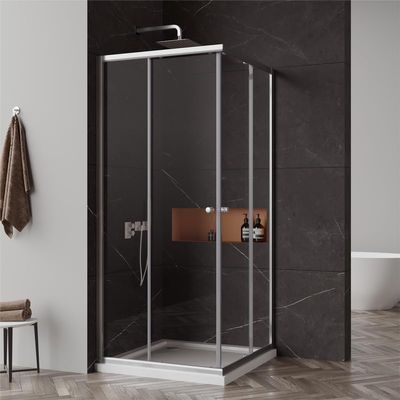 Goezes Corner Shower Enclosure 100 x 100 x 185 cm, 6 mm Glass, Silver
