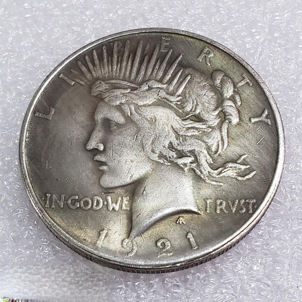 BoodLo Antique Crafts 12 American Goddess Peace Dollar Commemorative Silver Dollar, 1921 (2118)