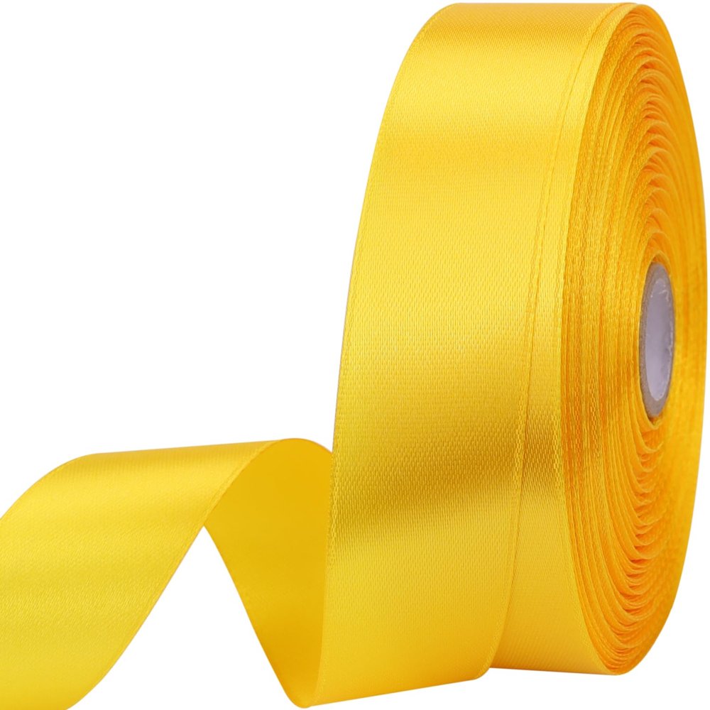 2.5 cm x 45.7 m Yellow Satin Ribbon for Gift Wrapping, Weddings, Crafts, Holidays and More