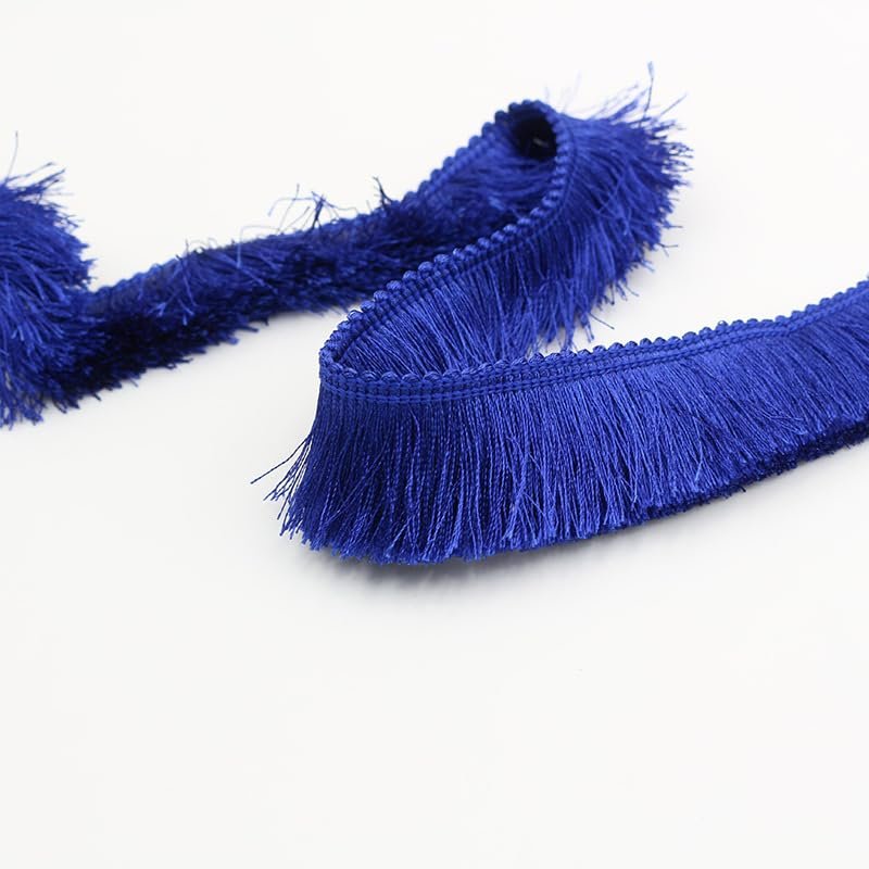 SYSUII 25 m x 2.8 cm Cotton Fringe Trim, Dark Blue