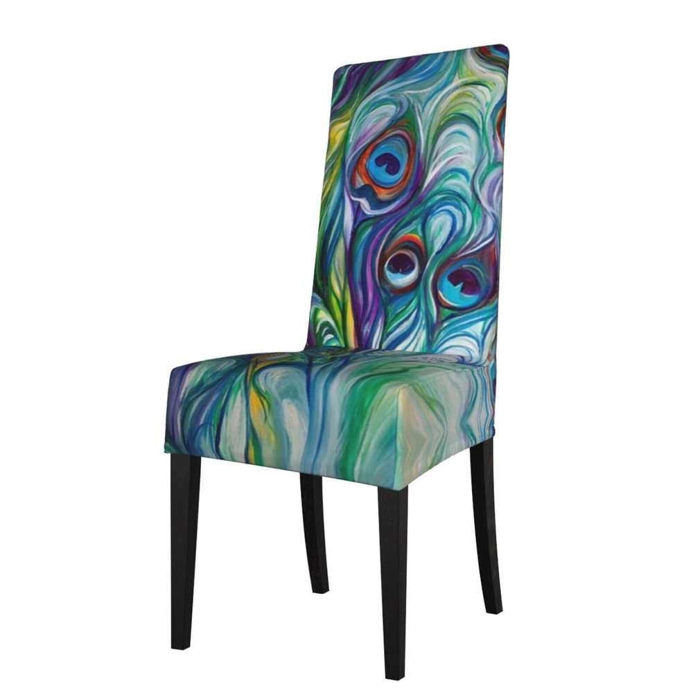 ESASAM Peacock Feather Dining Chair Cover