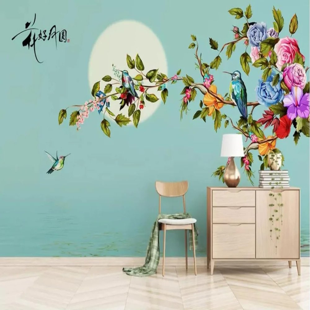 ISAPEE Custom Large-Format 3D Wall Art in Chinese Style, Hand-Painted Rose Wall Flower