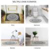 Black and Gray Geometric Round Rug, Soft Non-Slip, Fluffy, Washable, 80 cm view 4
