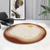 Brown and Gold Modern Round Rug, Soft Non-Slip, Fluffy, Washable, 40 cm view 1