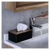 Home Decor Marble Tissue Box Cover with Gold Trim, Faux Leather, White view 4