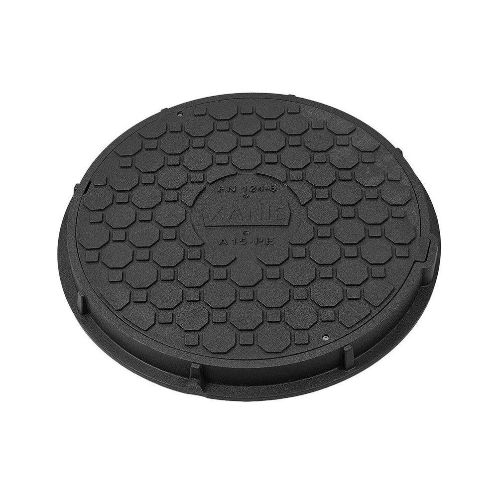Lightweight DN500 Plastic Manhole Cover with Frame, Lock, Class A15, Black