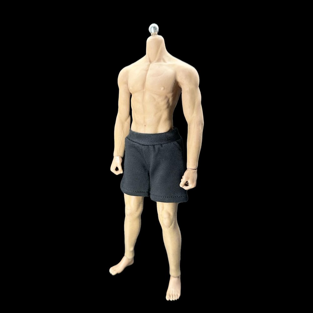 1/6 Scale Men's Stretch Sports Shorts Outfit for 12-Inch Soldier Action Figure Body, Black