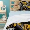 King Size Bedding Set, Yellow Graffiti, 3-Piece, Ultra-Soft view 4
