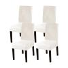 DEZYPZAM Stretch Velvet Chair Covers, Ivory White, 4-Pack view 1