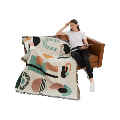 Ergocar Boho Plush Jacquard Throw Blanket with Tassels