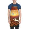 WSOIHFEC Waterproof Apron with Sunset Design and 2 Pockets, Cute Animal Apron with Adjustable Neck Strap, for Cooking, Grilling, Painting and Gardening, Black, One Size view 2