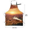 WSOIHFEC Waterproof Apron with Sunset Design and 2 Pockets, Cute Animal Apron with Adjustable Neck Strap, for Cooking, Grilling, Painting and Gardening, Black, One Size view 3