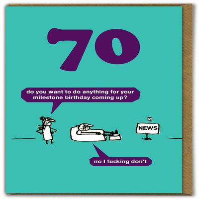 Modern Toss - "Age 70 Milestone Birthday Card" - Cheeky 70th Birthday Card for Him or Her