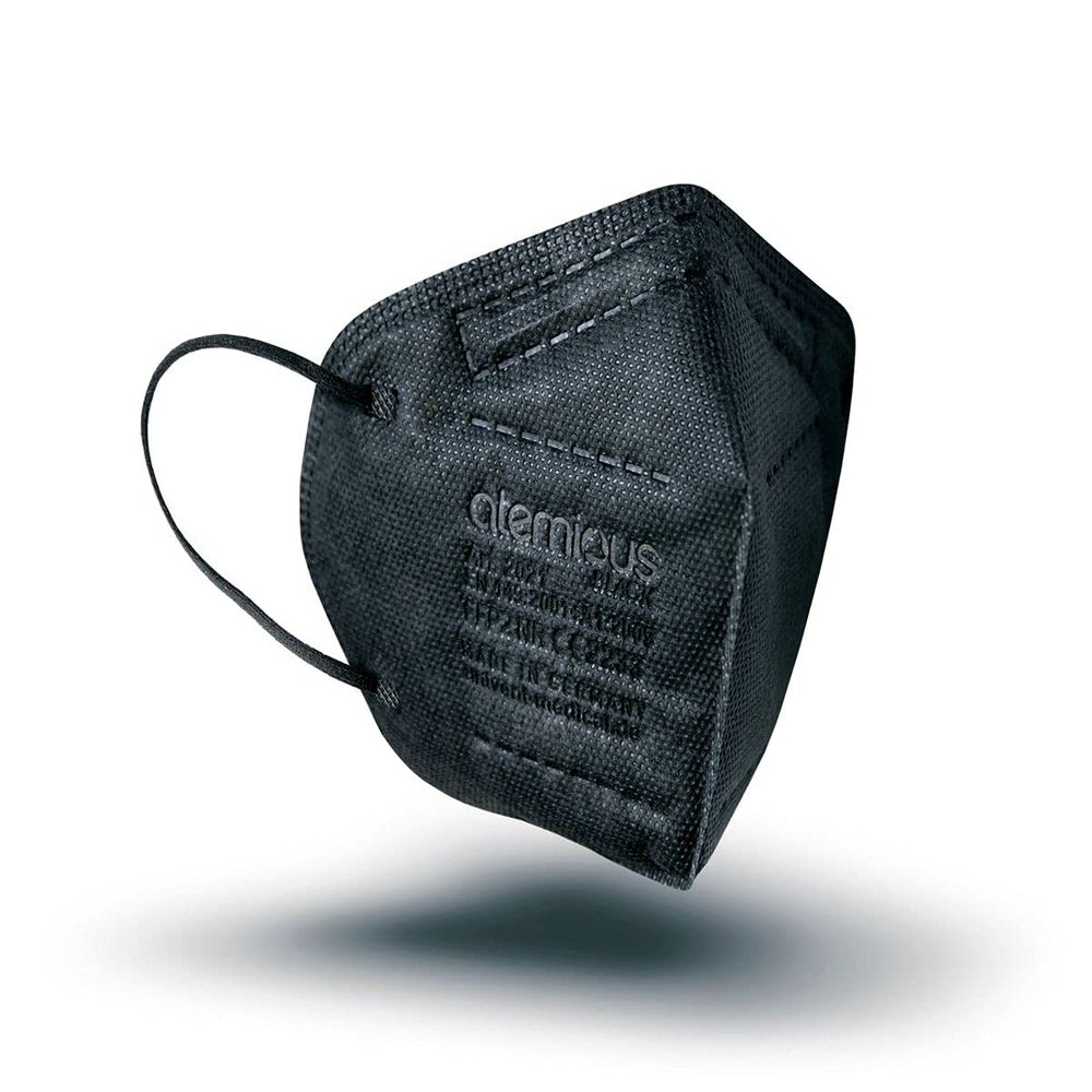 atemious PRO 2 BLACK FFP2 Respirator Mask, Black, Individually Packaged, EN 149:2001+A1:2009, CE 2233 (1)