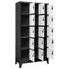 SECOLI Lockable Metal Locker Cabinet, Anthracite and White, 15 Compartments view 3