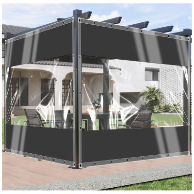 ZHJSHOU Transparent Patio Tarp with Grommets, 1.8 x 3.8 m, Gazebo Rain Protection