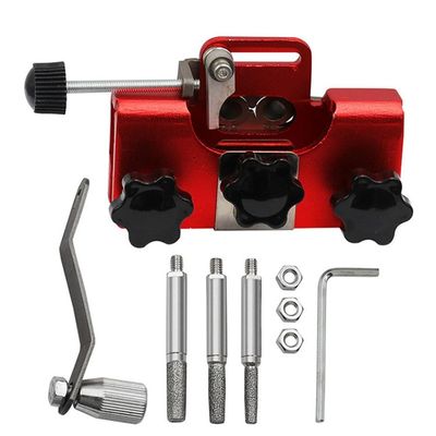 Knadgbft Bracelet Grinder – Portable Hand-Crank Chain Grinder Kit, Chain Clamp Sharpener, Red