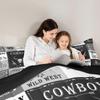Erosebridal Western Cowboy Queen Comforter Set with Southwestern Horse, Bull Skull, Cactus and Riding Boot Design view 4