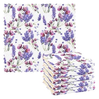 Mnsruu Lavender-on-White Microfiber Swedish Dishcloths, 6-Pack