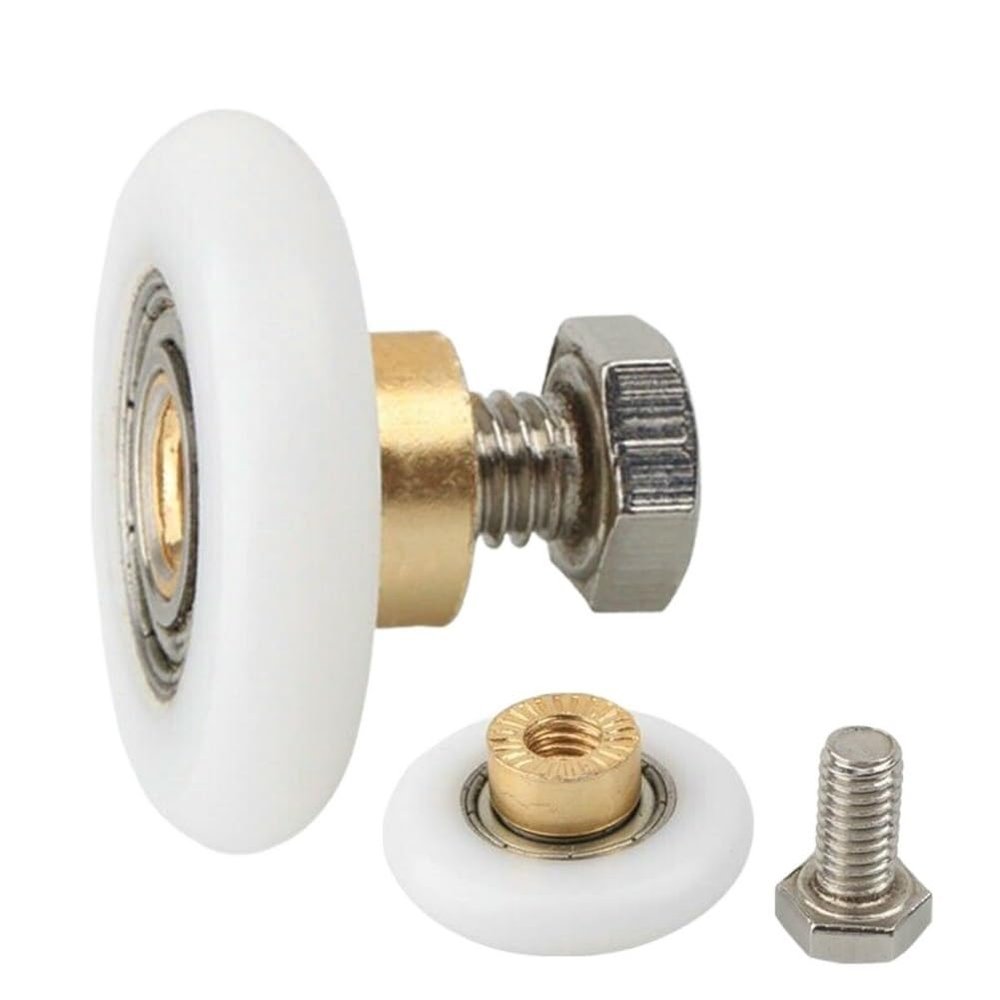 2-Piece Shower Door Rollers for Sliding Glass Doors, Single Wheel, 25 mm