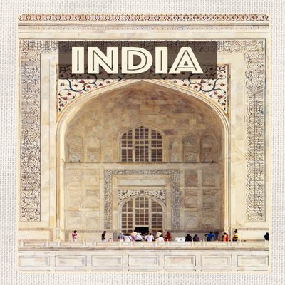 AGDeko Wooden Sign 40 x 30 cm, India Mosque Entrance Islam People, for Hanging or Standing