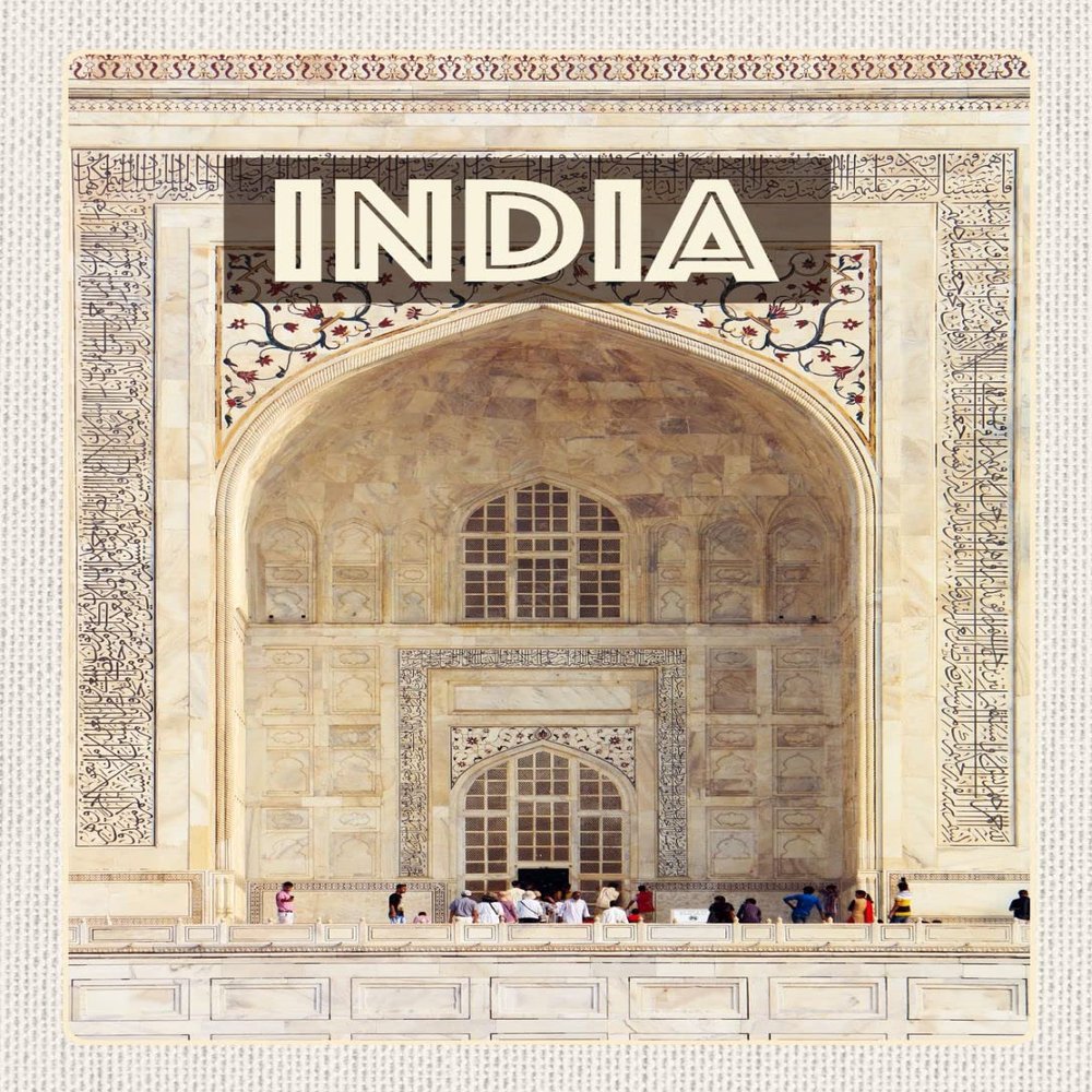 AGDeko Wooden Sign 40 x 30 cm, India Mosque Entrance Islam People, for Hanging or Standing