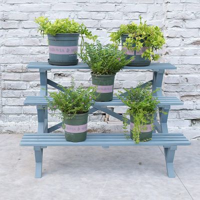 HJXGQJM 3-Tier Solid Wood Plant Stand, 80 x 60 cm