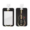 Sliding ID Badge Holder with Clear Window, Black Guitar Design view 1