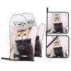 Cat Oven Mitts and Pot Holders, Heat-Resistant, Non-Slip, 4-Piece Set view 1