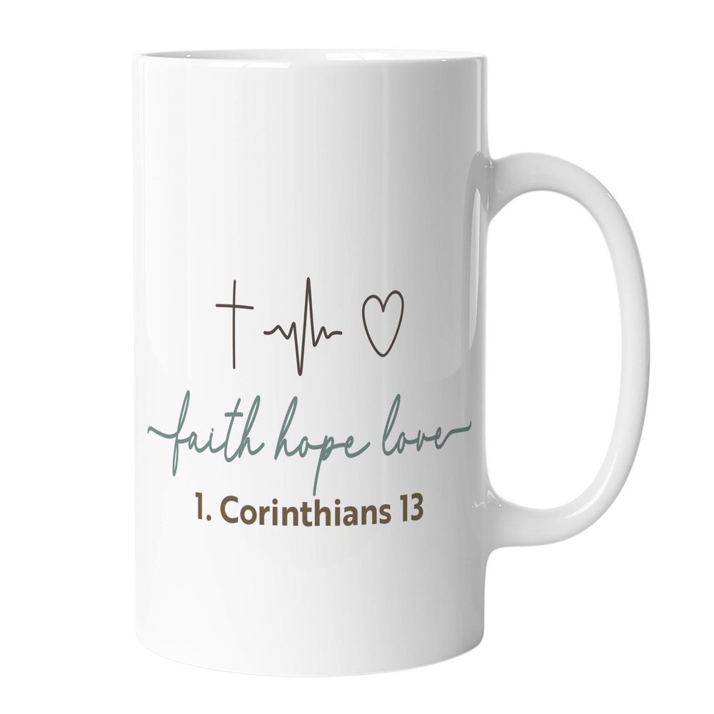 Christian Coffee Mug with Bible Verse, 1 Corinthians 13