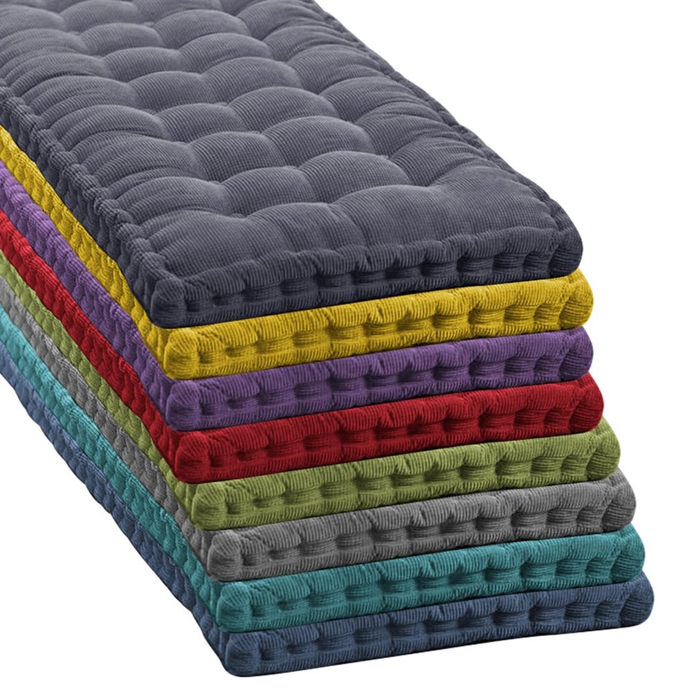 qing yun 8 cm Thick Velvet Bench Cushion, 2/3-Seater, 100/120 cm, Cotton Plush Long Bench Seat Pad, 60 × 40 cm, Purple