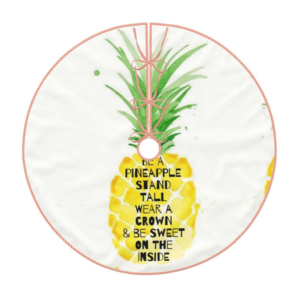 Be a Pineapple Christmas Tree Skirt, Linen-Look Tree Skirt for Holiday Party Home Decor