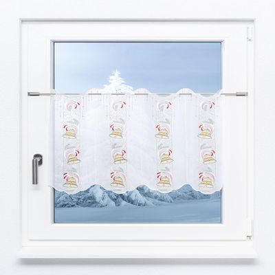 Plauener Spitze Café Curtain, Bell Band, 64 x 55 cm, Red