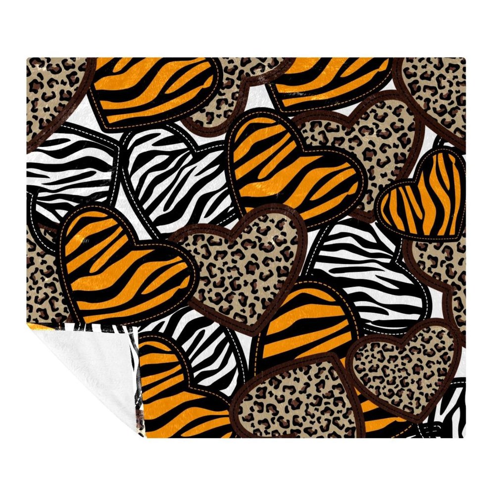 VAPOKF Heart of Animal Texture Soft Cozy Throw Blanket for Adults and Kids, Lightweight Microfiber Fleece Blanket for Couch, Bed, Sofa, or Travel, 59" x 79"