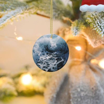 Ocean Splash Foam-Printed Round Ceramic Christmas Ornaments