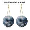 Ocean Splash Foam-Printed Round Ceramic Christmas Ornaments view 2
